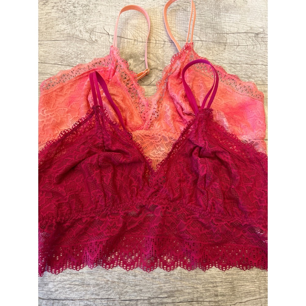 Soma Embraceable Lace Bralette Set of 2 Pink Magenta XL Wireless‎